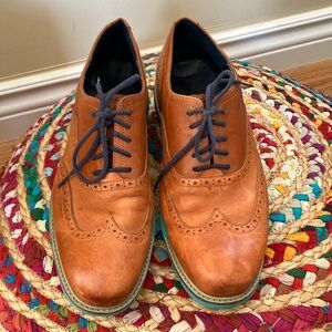 Cole Haan Cognac Leather Turquoise Sole Brogue Oxford Shoes